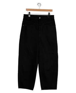 Khaite Black Cotton Barrel / Wide Leg Jeans